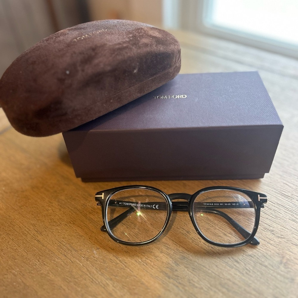 Unisex Tom Ford Black Eyeglasses with Case TF5819-B